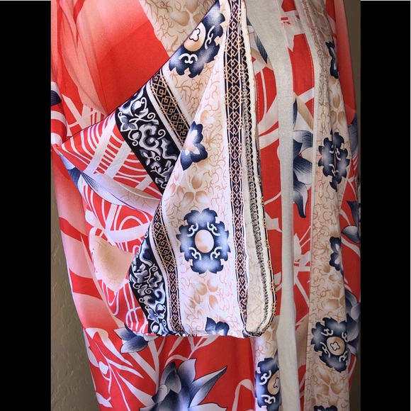 Now In! Gypsy Bohemian Kimono Duster In Pelican, Orange Duster In Gypsy Color - Picture 12 of 12